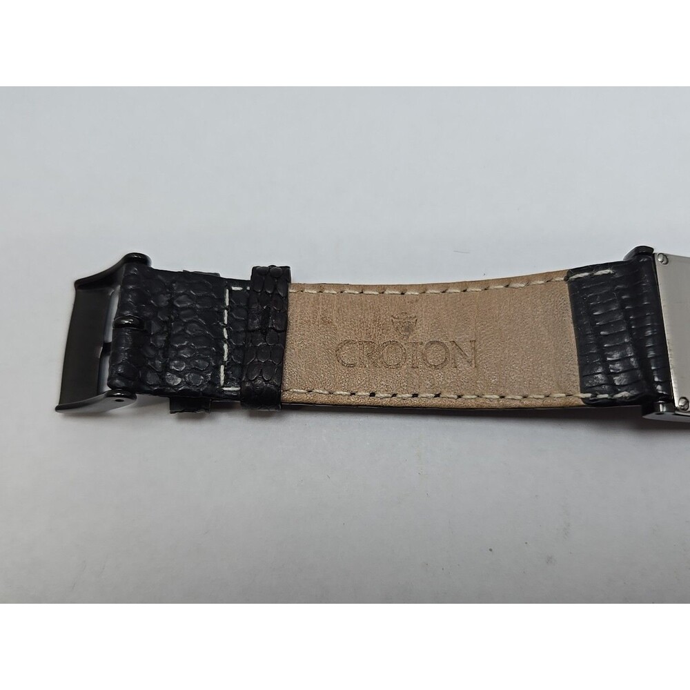 Womens Croton Aristocrat Deco Curve 23mm Black MOP Dial Lizard Watch New Battery - Picture 11 of 13